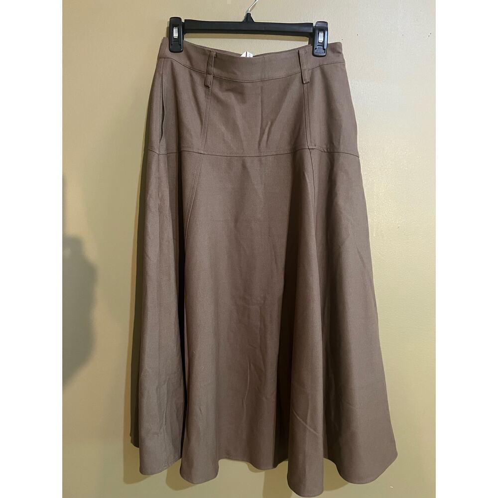 Joslyn khaki wool lined midi, maxi skirt size medium